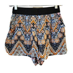 Joe B Benbasset Womens Pull On Casual Shorts Size S Orange Blue Floral Pockets